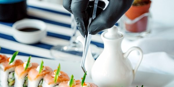 sushi rolls with sliced cucumber